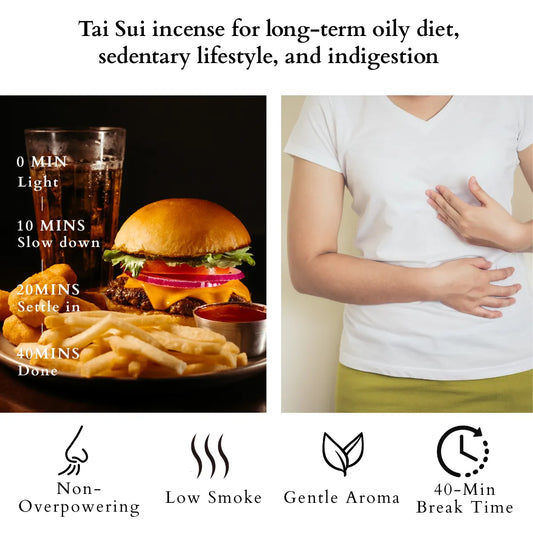 tai sui incense sticks for indigestion and bad oily diet lifestyle