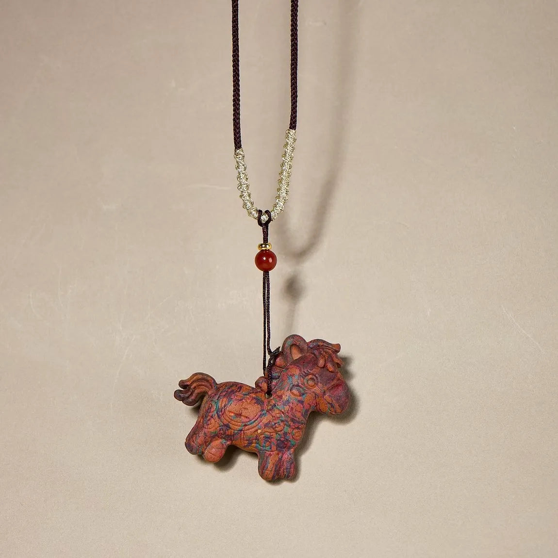 aromatherapy talisman and horse shaped long drop pendant necklace