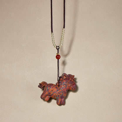 aromatherapy talisman and horse shaped long drop pendant necklace