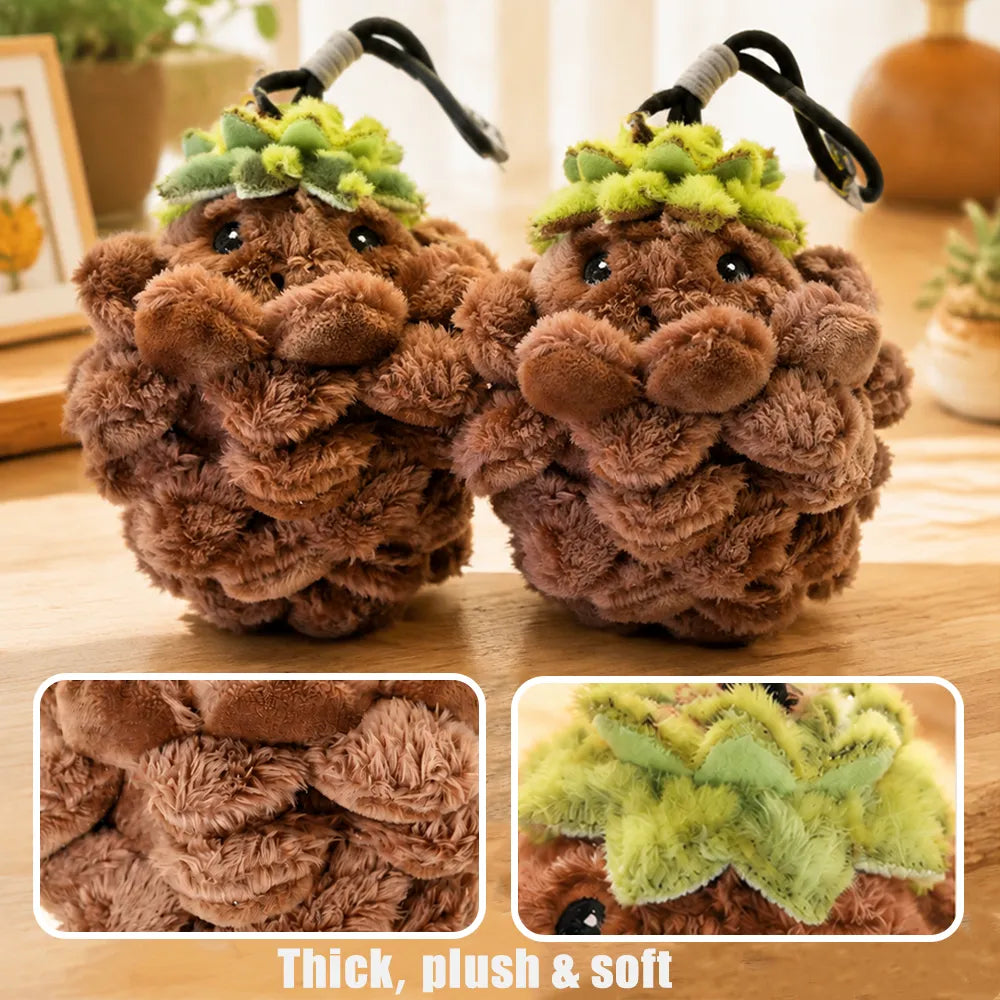 details of thick and soft fur of pine cone plush charm