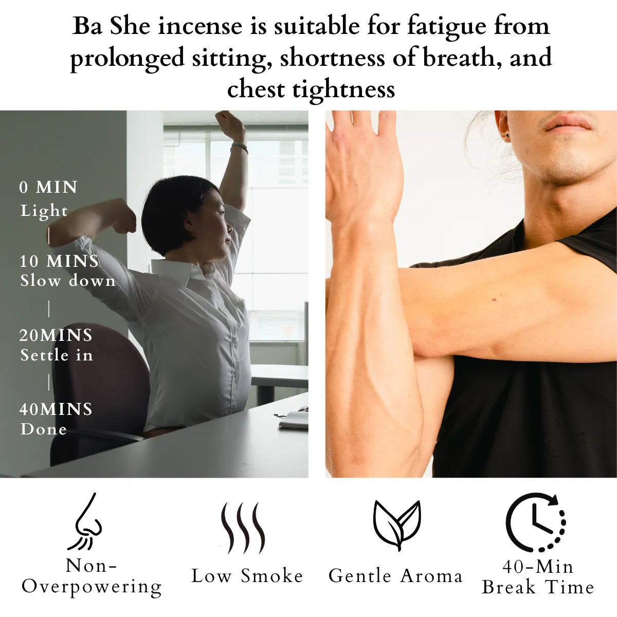 ba she incense sticks for relaxation especially when people feel fatigue from long sitting