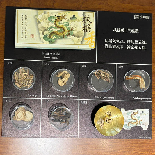 display natural botanicals of fu yao incense sticks