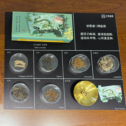 display natural botanicals of gan lu incense sticks