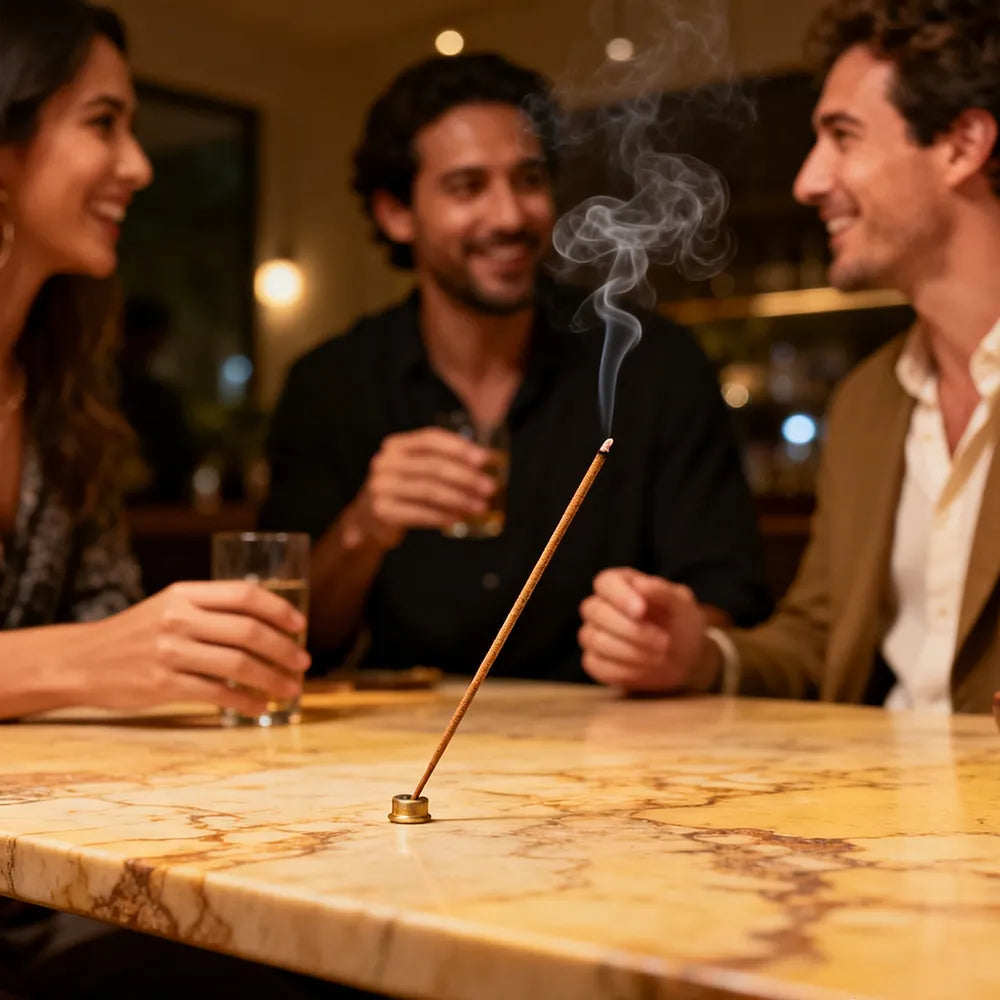 light a natural incense stick for friends gathering