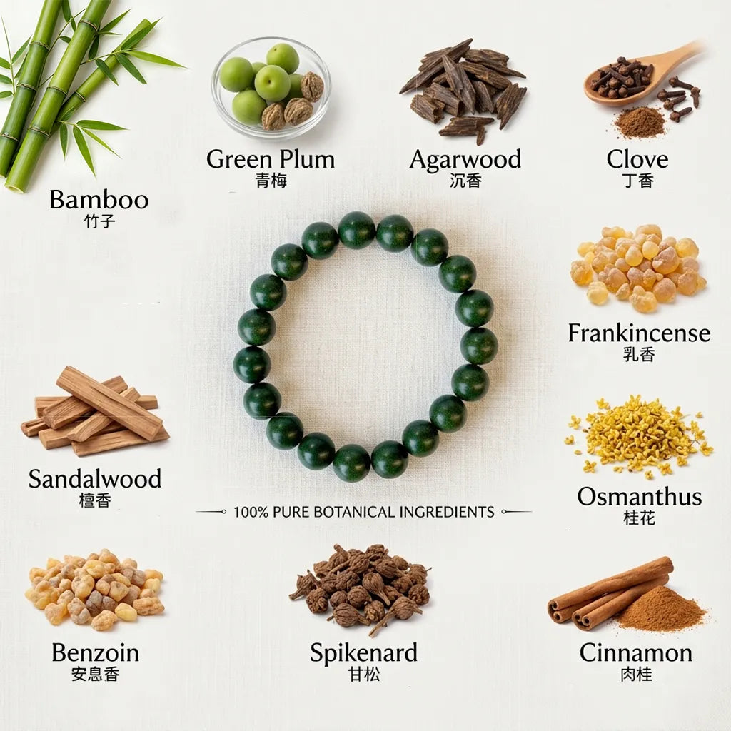 ingredients like sandalwood plum bamboo of piqiu incense bracelet