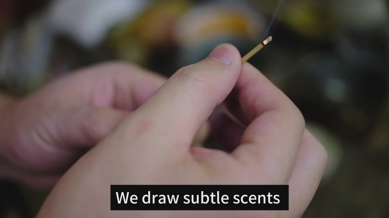 Load video: Incense is the gentle mist we capture from nature’s thriving life cycles. Savor its delicate aroma through your breath, and you feel its quiet charm. All humans, every living being, are born with a natural fondness for scent.